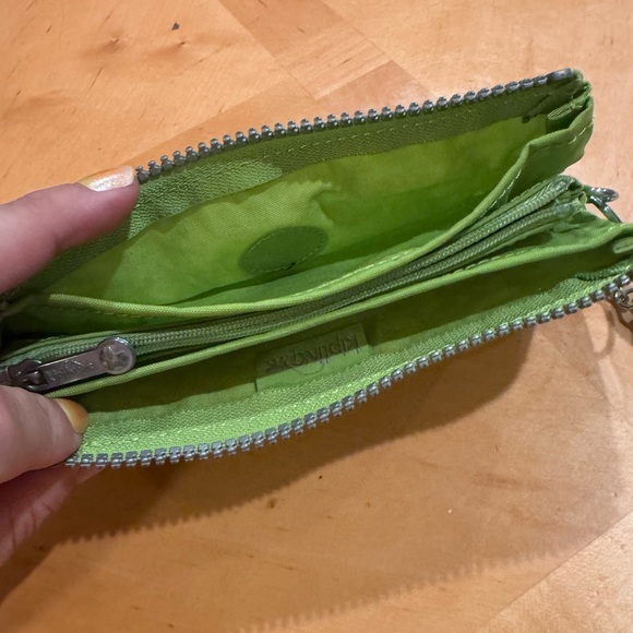 Kipling Women's Accessories Zipper Organizer/Wallet Neon Green 5 Pockets! EUC - Picture 5 of 5